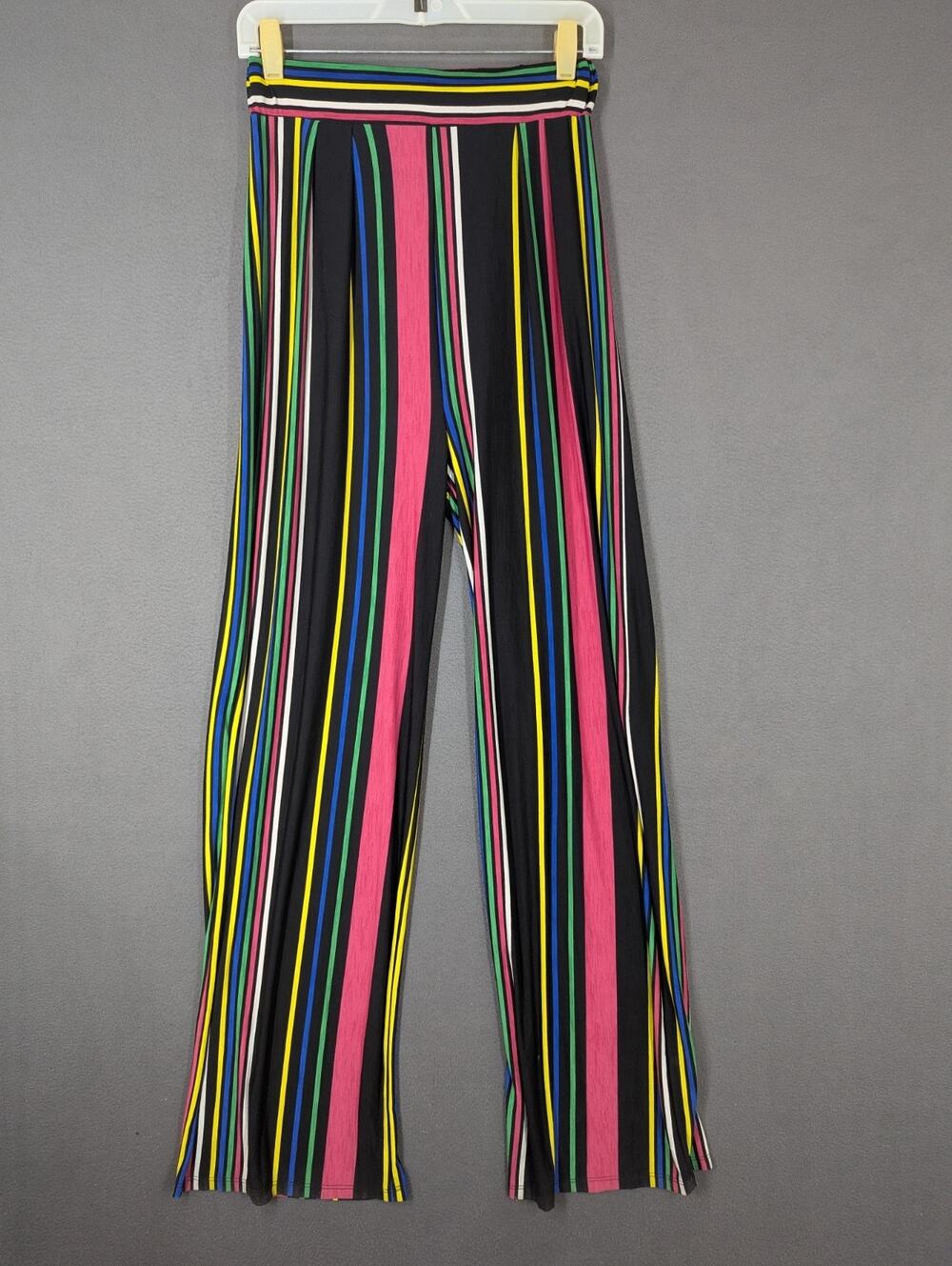 Jade High Rise Wide Leg Striped Pants Womens Large (26x33) Elastic Waist Vtg